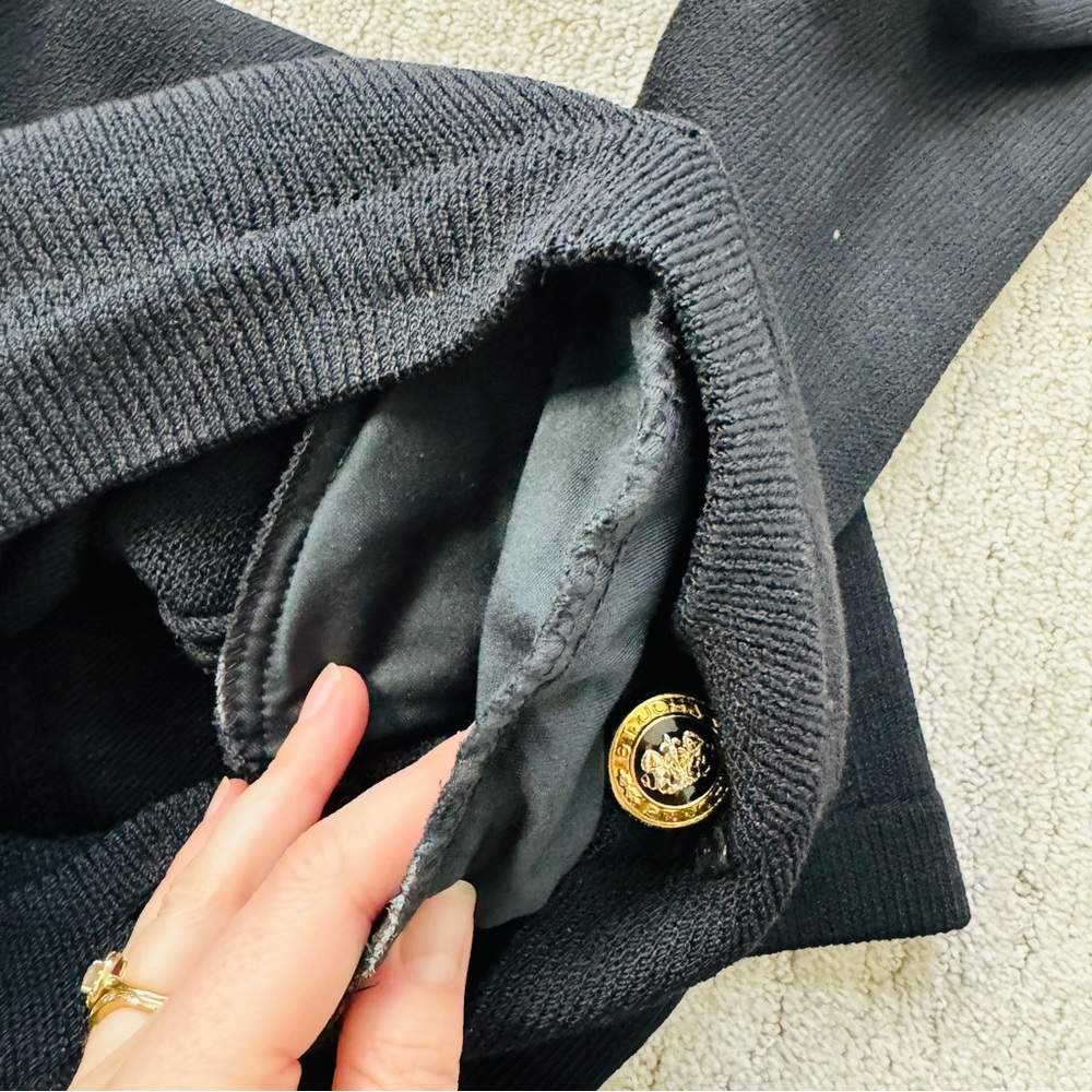 St. John Basics Black Santana Knit Cardigan with Gold Buttons - Picture 9 of 13